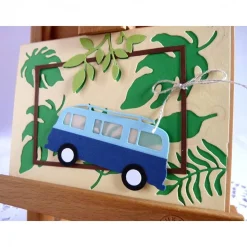 Karte, Glückwunschkarte, Grußkarte mit einem bekannten Bus aus früheren Zeiten