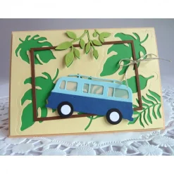 Karte, Glückwunschkarte, Grußkarte mit einem bekannten Bus aus früheren Zeiten