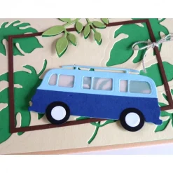 Karte, Glückwunschkarte, Grußkarte mit einem bekannten Bus aus früheren Zeiten