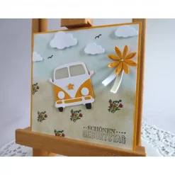 Karte, Glückwunschkarte zum Geburtstag, Grußkarte mit Oldtimer, Kultauto