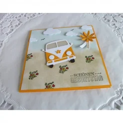 Karte, Glückwunschkarte zum Geburtstag, Grußkarte mit Oldtimer, Kultauto