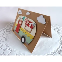 Karte, Glückwunschkarte zum Geburtstag oder anderer Gelegenheit, Grußkarte mit Wohnwagen