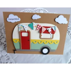 Karte, Glückwunschkarte zum Geburtstag oder anderer Gelegenheit, Grußkarte mit Wohnwagen
