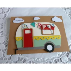 Karte, Glückwunschkarte zum Geburtstag oder anderer Gelegenheit, Grußkarte mit Wohnwagen