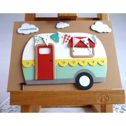 Karte, Glückwunschkarte zum Geburtstag oder anderer Gelegenheit, Grußkarte mit Wohnwagen