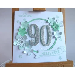 Karte, Glückwunschkarte zum Geburtstag, Grußkarte mit Jahreszahl