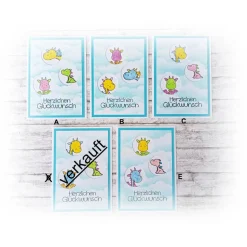 Karte Kindergeburtstag, Drachen, in blau -- Auswahl  |  Handmade