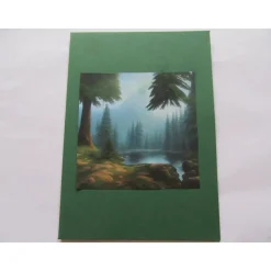 Karte mit Kunstdruck - idyllischer See