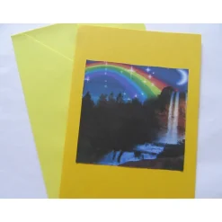 Karte mit Kunstdruck - Regenbogen mit Sternenhimmel