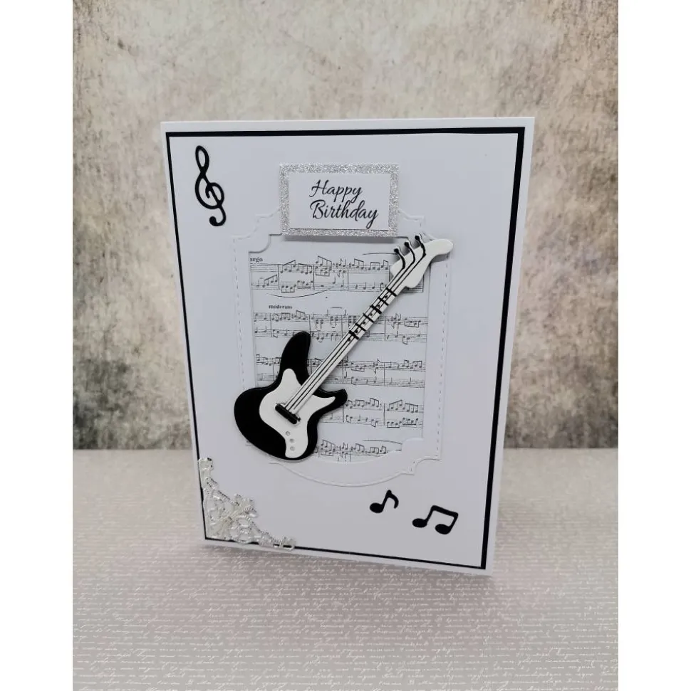 Karte zum Geburtstag, Glückwunschkarte mit Gitarre oder Saxophon, Notenblatt, personalisierbar