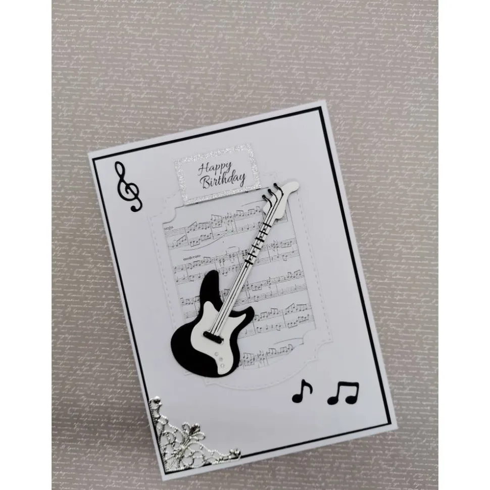 Karte zum Geburtstag, Glückwunschkarte mit Gitarre oder Saxophon, Notenblatt, personalisierbar