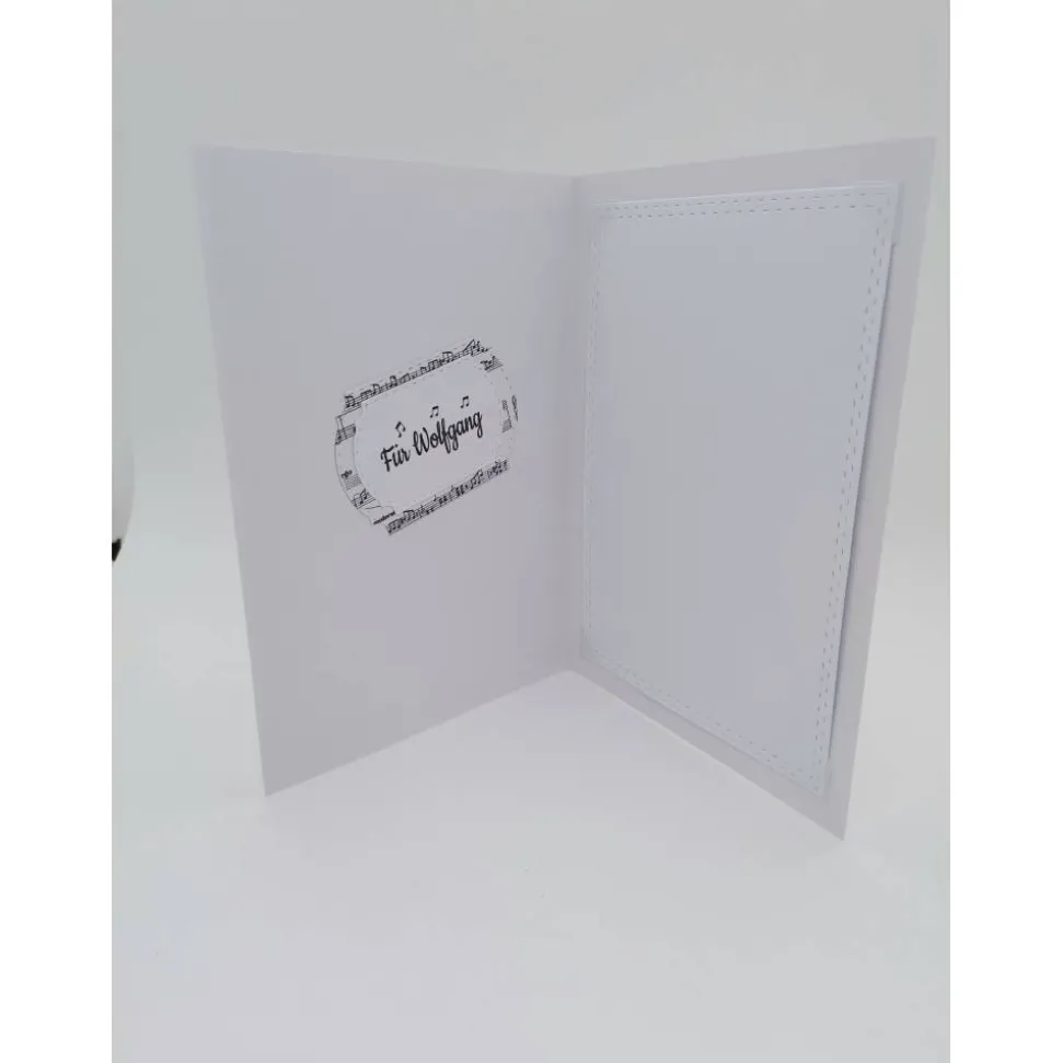 Karte zum Geburtstag, Glückwunschkarte mit Gitarre oder Saxophon, Notenblatt, personalisierbar