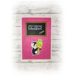 Karte zur Einschulung, Schulstart -- pink   HANDMADE