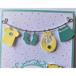 Karte zur Geburt, Babykarte, Glückwunschkarte, Baby ... Handmade Bunt mit Wäscheleine , Handarbeit