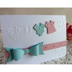 Karte zur Geburt/Taufe, Geburtskarte für ein Zwillingspärchen, mit aufgeprägter Wäscheleine