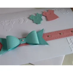 Karte zur Geburt/Taufe, Geburtskarte für ein Zwillingspärchen, mit aufgeprägter Wäscheleine