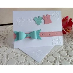 Karte zur Geburt/Taufe, Geburtskarte für ein Zwillingspärchen, mit aufgeprägter Wäscheleine