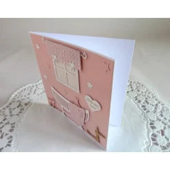 Karte zur Geburt/Taufe, Geburtskarte in rosa/weiß für ein Mädchen