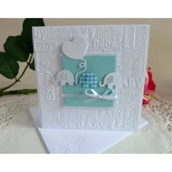 Karte zur Geburt/Taufe, Geburtskarte für einen Jungen in hellblau/weiß