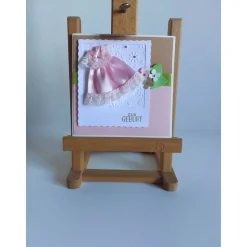 Karte zur Geburt/Taufe, Geburtskarte in rosa/weiß/braun für ein Mädchen