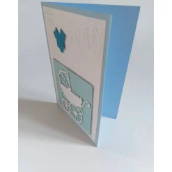 Karte zur Geburt/Taufe, Geburtskarte für einen Jungen in hellblau