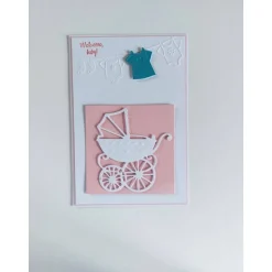 Karte zur Geburt/Taufe, Geburtskarte für ein Mädchen in rosa