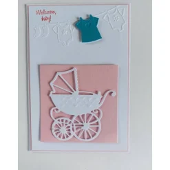 Karte zur Geburt/Taufe, Geburtskarte für ein Mädchen in rosa