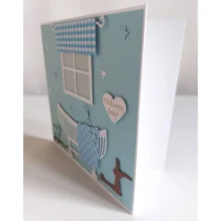 Karte zur Geburt/Taufe, Geburtskarte in hellblau/weiß für einen Jungen