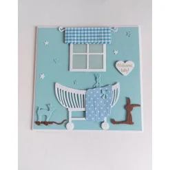 Karte zur Geburt/Taufe, Geburtskarte in hellblau/weiß für einen Jungen