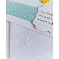 Karte zur Geburt/Taufe, Geburtskarte für einen Jungen, mit aufgeprägter Wäscheleine