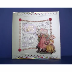 Karte zur Ostern in beige mit nostalgischem Osterhasenmotiv