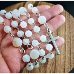 katholischer Rosenkranz, Achatperlen und Edelstahl