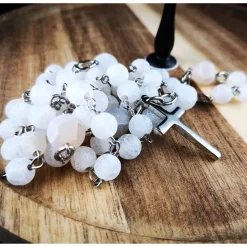 katholischer Rosenkranz, Achatperlen und Edelstahl