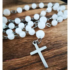 katholischer Rosenkranz, Achatperlen und Edelstahl