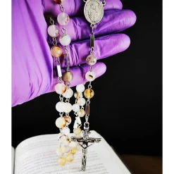 katholischer Rosenkranz, Achatperlen und Edelstahl