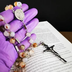katholischer Rosenkranz, Achatperlen und Edelstahl