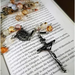 katholischer Rosenkranz, Achatperlen und Edelstahl