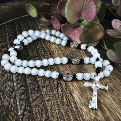 katholischer Rosenkranz, weiss,  Kreuzauswahl