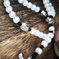 katholischer Rosenkranz, weiss,  Kreuzauswahl