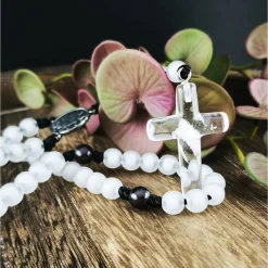 katholischer Rosenkranz, weiss,  Kreuzauswahl