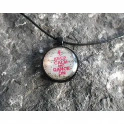 Keep calm and dance on , Tanz,  Cabochon verspielt Lederkette