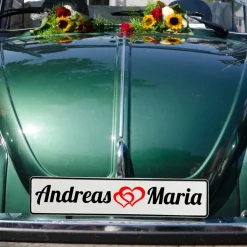 Kennzeichen für die Ewigkeit: Personalisierte Aluminium Kennzeichen für Brautpaare! Vilee Farben und Motive möglich