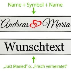 Kennzeichen Hochzeit mit Namen Deko Hochzeitsauto Hochzeitskennzeichen selbst gestalten Motiv