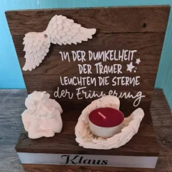 Keraflottfiguren Flügelals Teelichthalter klein in weiß oder schwarz - Pastelltöne möglich