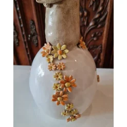 Keramik Hase auf Ei Handarbeit, Unikat 32 cm