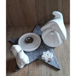 Keramik Räucherwichtel-Set – Handgefertigte Deko mit Eichhörnchen & Schneeflocke für Weihnachten oder als Wichtelgeschenk