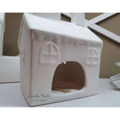 Keramik-Haus in Weiß - Teelichthalter