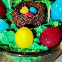 Kerze „Frohe Ostern – Osterwiese“ aus Sojawachs | Frühlingskerze mit langer Brenndauer