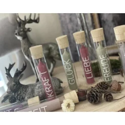 Kerze im Glas - Kerzen bedruckt - Geschenk - Glück - Liebe - Freude- Mut - Zeit - Mitbringsel - Korkenglas