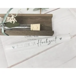 Kerze mit Reagenzglas Wunscherfüller - Stabkerze mit Spruch -Alles liebe zur Hochzeit- Dekoriert mit Holz - Hochzeitsges